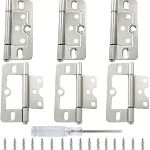 Biaungdo Non-Mortise Door Hinges - 3 Inch Bifold Butt Cabinet Hinges - Antique Vintage Furniture Hardware for Doors, Win