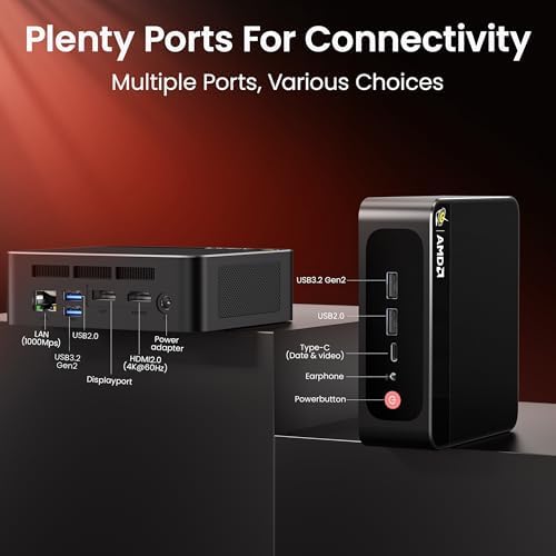 Beelink SER5 Max Mini PC - AMD Ryzen 7 6800U, 24GB RAM, 500GB SSD, 4K Triple Display, Perfect for Home Office & Gaming