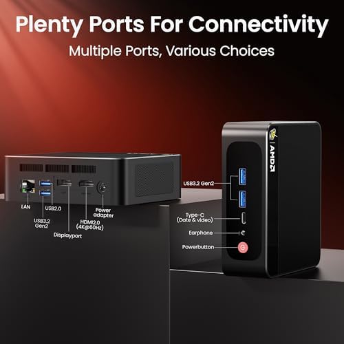 Beelink SER5 Max Mini PC - AMD Ryzen 7 6800U, 24GB RAM, 500GB SSD, 4K Triple Display, Perfect for Home Office & Gaming